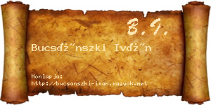 Bucsánszki Iván névjegykártya